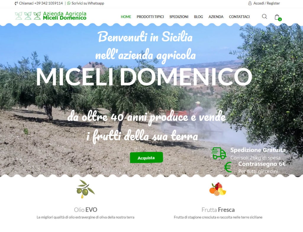 Sito E-Commerce per Azienda Agricola Miceli