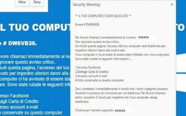Avviso di Blocco PC